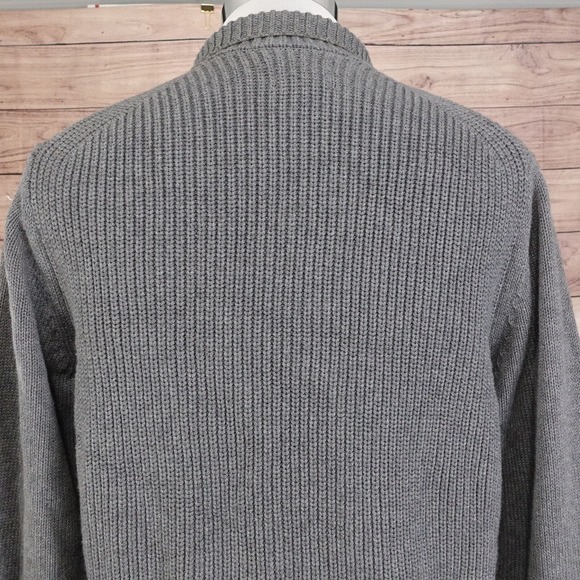 GH BASS & CO GREY MOCK NECK BUTTON UP SWEATER MENS SIZE S 22X26 - Picture 6 of 8